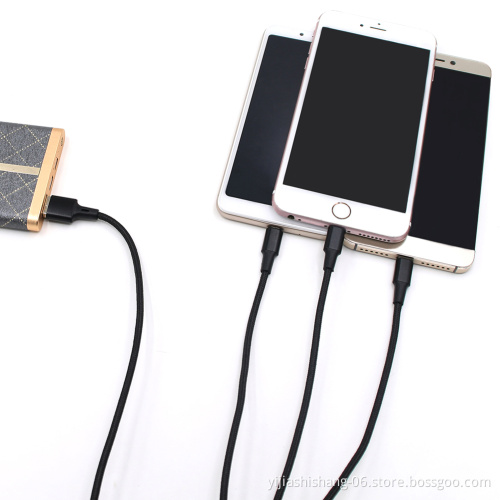 1m length nylon braided quick charging cable 2.4a fast charging  cords mobile phone charger cable